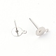 アイアン製スタッドピアスパーツ  カン付き  フラットラウンド  プラチナ  12x8x6mm  穴：0.8mm  ピン：0.5mm&nbsp;FIND-WH0072-93A-P-1