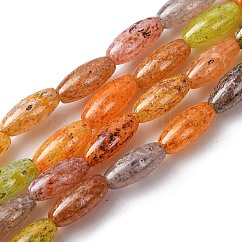 手作りランプワークビーズ  ライス  ミックスカラー  9.5x4mm  穴：1.2mm  約40個/連  15.75''（40センチメートル）