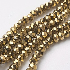 電気メッキガラスビーズセット  フルメッキ  多面カット  ロンデル  黄金メッキ  4~4.5x3mm  穴：0.5mm  約105~110個/連  38~39cm