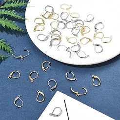 40個 2色 304ステンレススチール フレンチフックピアス金具  カン付き  ミックスカラー  15~15.5x10~10.5mm  穴：1.2~1.5mm  20個/カラー&nbsp;STAS-FS0001-69
