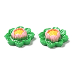 オペーク樹脂カボション  花  ミディアムシーグリーン  25x23.5x7.5mm&nbsp;CRES-M017-01B