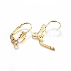 304ステンレススチールフレンチフックピアス金具  カン付き  18KGP本金メッキ  19x12x6mm  穴：1.5mm  ピン：0.8mm&nbsp;STAS-P210-32G