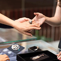 ジェッソジュエリーディスプレイトレイ  イヤリング用ジュエリープレート  ネックレス  リングディスプレイ  ブラック  正方形の模様  10x10x0.7cm&nbsp;EDIS-WH0021-44A