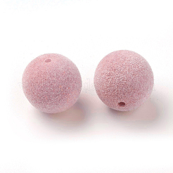 フロッキーアクリルビーズ  片穴  ラウンド  ピンク  8mm  穴：1.4mm&nbsp;OACR-I001-8mm-L05