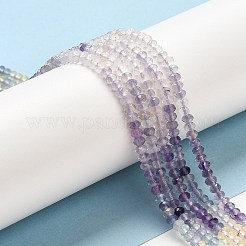 天然石蛍石ビーズ連売り  ロンデル  多面カット  グレードAA  3x2mm  穴：0.6mm  約176個/連  15.35''（39センチメートル）&nbsp;G-E608-C10-A