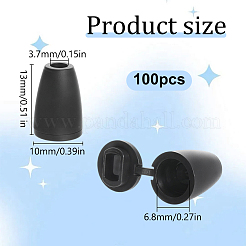 プラスチックコードエンドキャップ  ブラック  13x10mm  穴：3.7mmと6.8mm&nbsp;FIND-WH0750-205