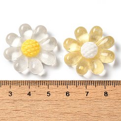 半透明樹脂デコデンカボション  花  ミックスカラー  29x29x7mm&nbsp;RESI-M041-08