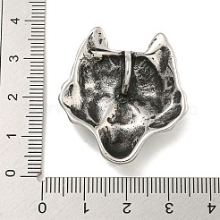 316サージカルステンレスペンダント  ウルフヘッドチャーム  アンティークシルバー  33.5x31x10.7mm  穴：6x7mm&nbsp;STAS-E212-141AS