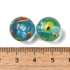 手作りの透明ランプワークビーズ  ラウンド  ライトスカイブルー  14mm  穴：2mm&nbsp;LAMP-C016-04D-01