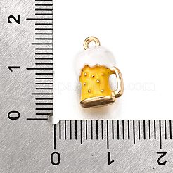 合金チャーム  エナメル  ゴールドカラー  ビール  13.5x8.5x6.5mm  穴：1.4mm&nbsp;ENAM-D303-02G-06