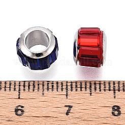 ガラスヨーロピアンビーズ  大穴ビーズ  真鍮コアと  多面カット  ロンデル  プラチナ  ミックスカラー  9x7mm  穴：5mm&nbsp;GPDL-S039-02