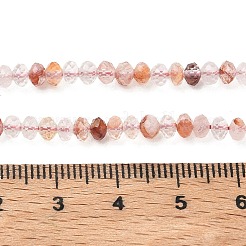 天然ヘマトイドクォーツ/鉄クォーツビーズ連売り  ロンデル  多面カット  4x3mm  穴：0.6mm  約134個/連  15.35''（39センチメートル）&nbsp;G-Z161-C01-4x3mm