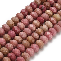 天然石ロードナイトビーズ連売り  多面カット  ロンデル  8x5.5mm  穴：1.2mm  約69個/連  15.16''（38.5センチメートル）&nbsp;G-Z111-A15-01