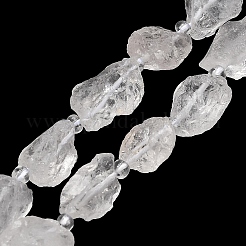 天然石クオーツクリスタルビーズ連売り  水晶  生のラフ  ナゲット  シードビーズで  13~23x12~16x6~13mm  穴：1mm  約11~13個/連  7.44''（18.9cm）〜7.99''（20.3cm）&nbsp;GG-CBA0B77-A27-03