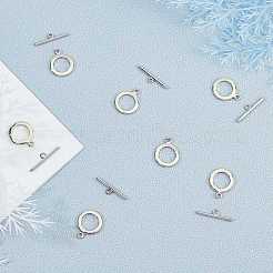 真鍮トグルクラスプ  ニッケルフリー  丸いリング  プラチナ  リング：18x14mm  バー：21x2mm  穴：1.8mm  10セット /箱&nbsp;KK-AR0001-61P-NF