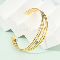 女性用 304 ステンレススチール製中空カフバングル  イオンプレーティング（ip）  18KGP本金メッキ  内径：2x2-1/2インチ（5x6.5cm）&nbsp;BJEW-Z097-03G
