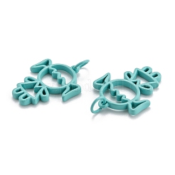 スプレープリント真鍮製ペンダント  女の子  シアン  20x16x2mm  穴：3mm&nbsp;KK-P196-E08