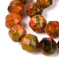 天然マルチカラー瑪瑙ビーズ連売り  ランタン  染め＆加熱  ダークオレンジ  13~14x12~13mm  穴：0.6~1mm  約28個/連  14.96~15.16インチ（38~38.5cm）&nbsp;G-Q606-76
