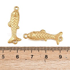 304ステンレススチールコネクタチャーム  魚のリンク  イオンプレーティング（ip）  18KGP本金メッキ  28x9.5x6mm  穴：1.4mm&nbsp;X-STAS-A132-07G