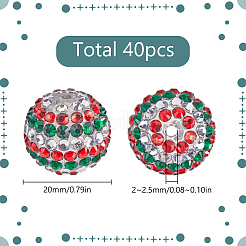 樹脂ラインストーンラウンドビーズ40個  内部のアクリルビーズで  カラフル  20mm  穴：2~2.5mm&nbsp;RESI-SC0003-54
