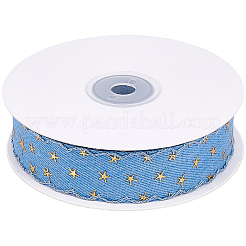 ポリエステルリボン  スター  洋服アクセサリー用  ライトブルー  1インチ（25mm）  約10.00ヤード（9.14m）/ロール&nbsp;OCOR-WH20001-95C