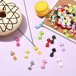 ベーキングペイントアクリルパーツ  フォークチャーム  ミックスカラー  23x10mm  穴：2mm&nbsp;MACR-CJC0016-10