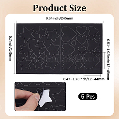 ポリエステル服パッチ  スター＆ハート  ブラック  245x145x0.4mm&nbsp;PATC-GF0001-93B