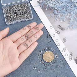 ジュエリーメイキング検索キット  304ステンレススチールのS字フック留め具と丸型リングを含む  ステンレス鋼色  180個/箱&nbsp;DIY-UN0003-38