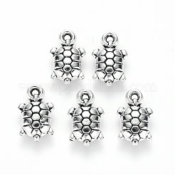 チベット風合金チャーム  カメ  カドミウムフリー＆鉛フリー  アンティークシルバー  15x9x2.5mm  穴：1mm  約1538個/1000g&nbsp;TIBE-S320-175AS-LF
