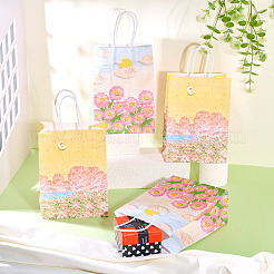 10個 2色 紙製花柄プリント 持ち運び 収納 トートバッグ  チョコレート用のショッピングバッグ  キャンディ  クッキーギフト包装  長方形  ミックスカラー  15x8x21cm  5個/カラー&nbsp;ABAG-TA0001-49A