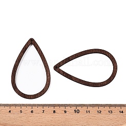 天然ポプラ材の大きなペンダント  染め  ティアドロップ  サドルブラウン  58.5x36x2mm  穴：2mm&nbsp;WOOD-N016-37