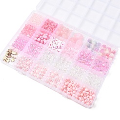 ピンク＆ブルー＆ラベンダーシリーズのブレスレット作りキット  合金エナメルペンダントを含む  アクリル＆プラスチックビーズ  ガラスシードビーズ  フラット弾性クリスタルストリング  ミックスカラー  20x7x1.5mm  穴：2mm  2pc&nbsp;DIY-FS0008-33