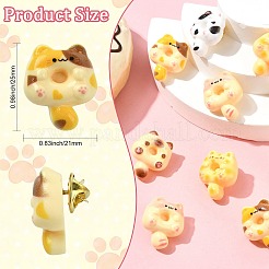 漫画猫型ドーナツ樹脂ラペルピンバック10個5色  バックパックの服に金色の真鍮バッジをペイントする  ミックスカラー  25x21mm  2個/カラー&nbsp;JEWB-CJ0003-07