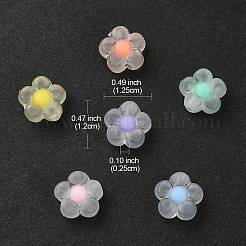 30個6色透明アクリルビーズ  艶消し  二層ビーズ  花  ミックスカラー  12x12.5x6mm  穴：2.5mm  5個/カラー&nbsp;TACR-YW0001-96