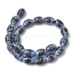 手作りゴールドパウダー入りランプワークビーズ  オーバル  ライトスチールブルー  16.5x11mm  穴：1.8mm&nbsp;LA-CBAC6A6-01E