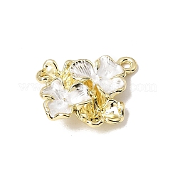 合金エナメルチャーム  花のチャーム  ラックめっき  長持ちメッキ  ゴールドカラー  ホワイト  21x19x5mm  穴：1.4mm&nbsp;FIND-E062-03G-A
