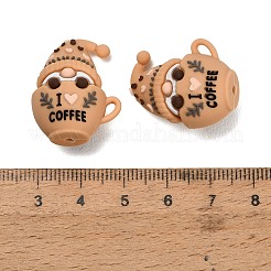 コーヒーをテーマにしたシリコンビーズ  焦点ビーズ  砂茶色  コーヒーカップの中の小人  25x20.5x17mm  穴：2mm&nbsp;SL-CBA6E44-01D