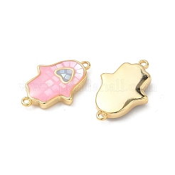 真鍮パヴェシェルコネクタチャーム  エナメル  18KGP本金メッキ  ラックめっき  長持ちメッキ  カドミウムフリー＆鉛フリー  ミックスカラー  ハムサの手  17.5x11.5x3mm  穴：0.9mm&nbsp;KK-I357-04G-01