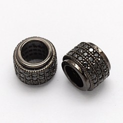 コラム真鍮マイクロパヴェキュービックジルコニアヨーロッパビーズ  大穴ビーズ  カドミウムフリー＆ニッケルフリー＆鉛フリー  ミックスカラー  6x8mm  穴：4.5mm&nbsp;ZIRC-P013-05-FF