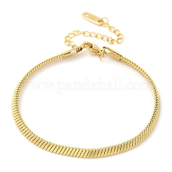 女性用304ステンレススチールスネークチェーンブレスレット  18KGP本金メッキ  7x1/8インチ（17.7x0.35cm）&nbsp;LS-BJEW-U019-04G-02