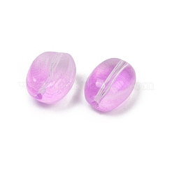 透明ガラスビーズ  コー​​ヒー豆  焼き付け塗料  スミレ  11x8.5x6.5mm  穴：1mm&nbsp;LS-DGLA-E004-15C