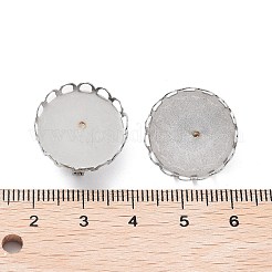 変色しない304ステンレススチールのブローチベースセッティング  ラウンド  ステンレス鋼色  19x3mm  トレイ：18mm&nbsp;FIND-D035-03C-P