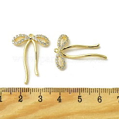 真鍮製マイクロパヴェキュービックジルコニアペンダント  蝶結び  18KGP本金メッキ  27.5x19.5x2.5mm  穴：1mm&nbsp;X-FIND-Z035-05G