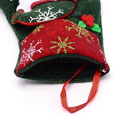 クリスマスの靴下をぶら下げクマの布  キャンディーギフトバッグ  クリスマスツリーの装飾用  濃い緑  160x125x16mm&nbsp;HJEW-SZC0004-28
