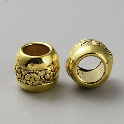 合金ヨーロピアンビーズ  大穴ビーズ  花とロンデル  アンティーク黄金  9x8mm  穴：5mm&nbsp;FIND-WH0139-308F-AG