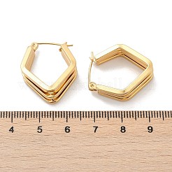 201 ステンレススチールフープピアス  304ステンレスピン付き  PVD真空メッキ  五角形  ゴールドカラー  24x20x9.5mm&nbsp;LS-EJEW-Q026-18G