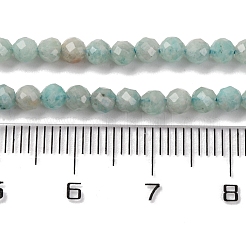 天然石アマゾナイトビーズ連売り  多面カット  ラウンド  3mm  穴：0.6mm  約119個/連  14.96