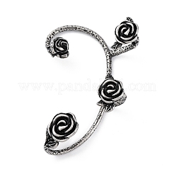 316サージカルステンレススチールカフイヤリング  花  左  アンティークシルバー  55x36x16mm&nbsp;EJEW-E300-25AS-01