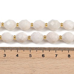 天然ホワイトムーンストーンビーズ連売り  多面カット  オーバル  シードビーズで  9x10mm  穴：1.2mm  約32個/連  15.75''（40センチメートル）&nbsp;G-N342-149I-13
