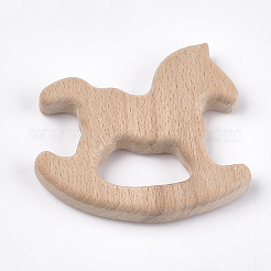 染色されていないブナ材カボション  ロッキング馬  バリーウッド  64x71x10mm&nbsp;WOOD-T015-41
